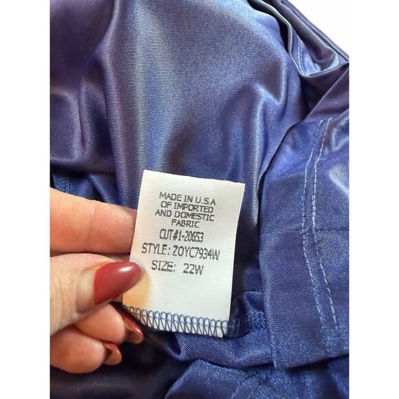 NWT David Meister Blue One Shoulder Jeweled Gown - Size 22 - Picture 12 of 16